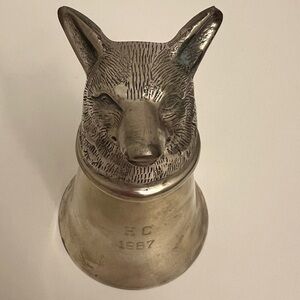 Vintage Fox Stirrup Cup,‎ etched with “HC 1987”
